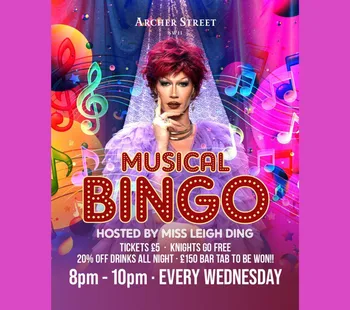 Musical Bingo at Archer Street SW11 18 Feb - 25 Mar