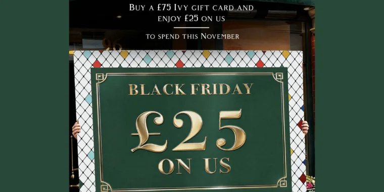 Black Friday £25 On Us Gift Card 28 Nov